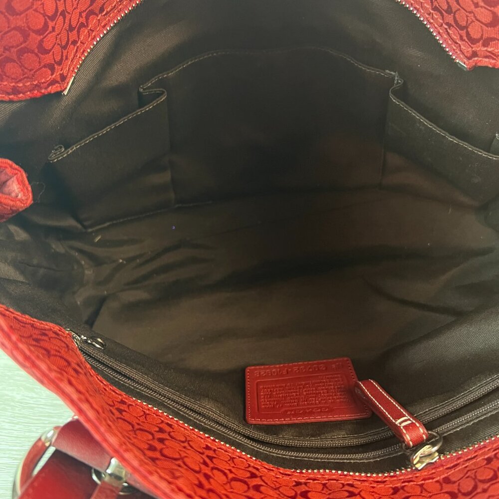COACH Soho Y2K Cherry Red Signature C Canvas Shoulder Tote Bag Lg Style F10928 - Picture 7 of 7